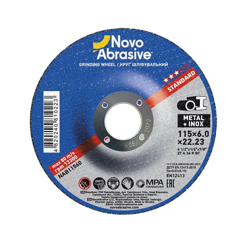 Ściernica NovoAbrasive Standard 27 115x6,0x22,23 mm, do metalu
