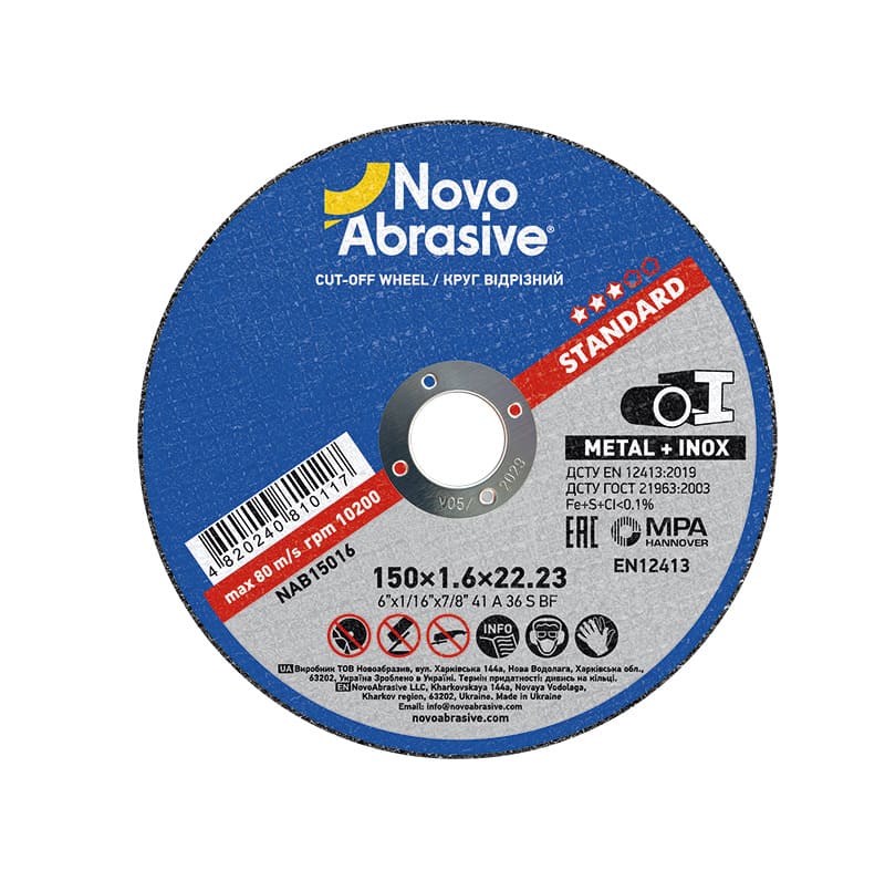 Disco da taglio NovoAbrasive Standard 41 150 x 1,6 x 22,23 mm, per metallo