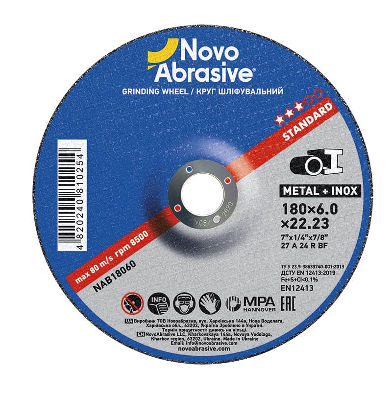 Ściernica NovoAbrasive Standard 27 180x6,0x22,23 mm, do metalu