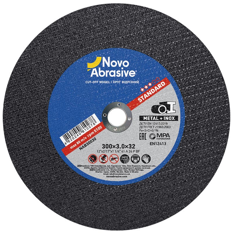 Disque à tronçonner NovoAbrasive Standard 41 300 x 3,0 x 32 mm, pour métaux