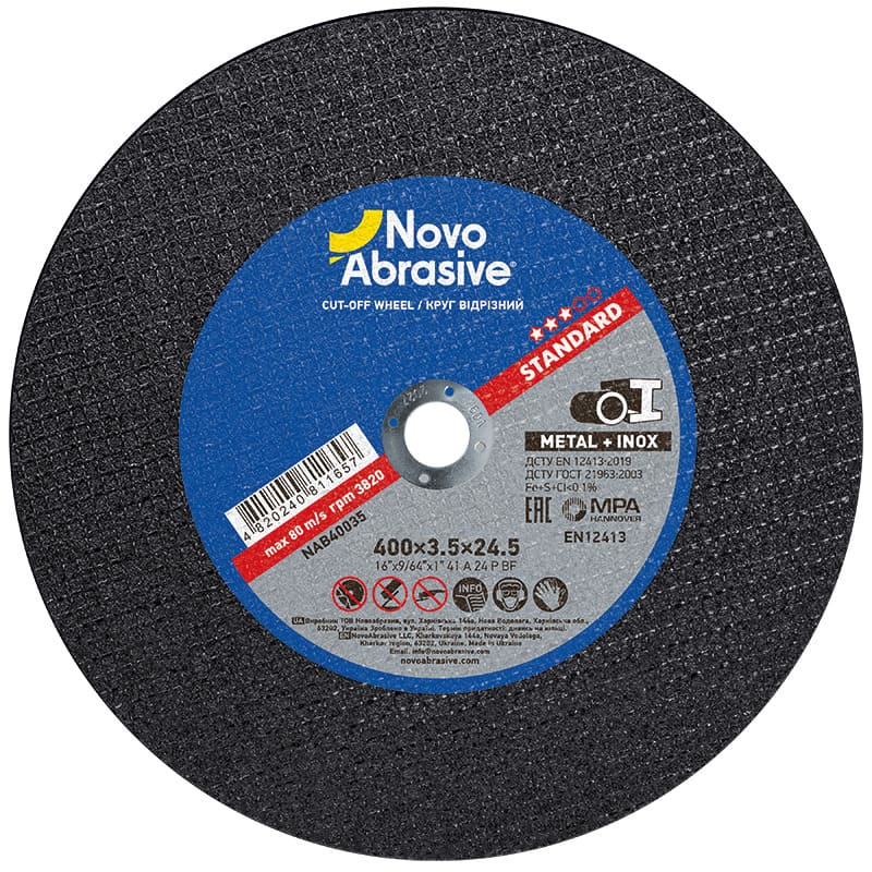 Disco da taglio NovoAbrasive Standard 41 400 x 3,5 x 25,4 mm, per metallo