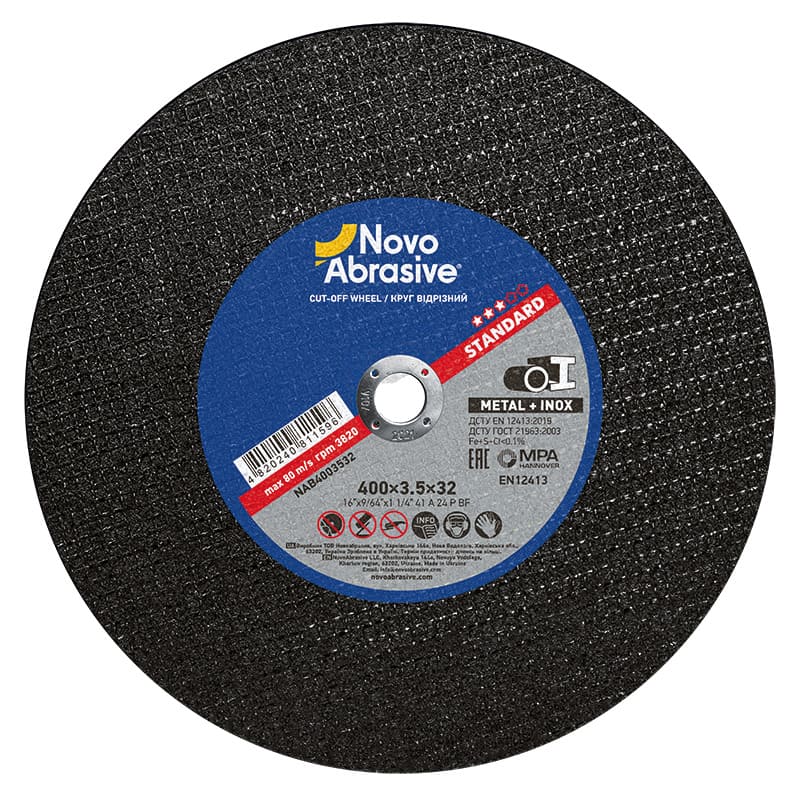 Disco de corte NovoAbrasive Standard 41 400 x 3,5 x 32 mm, para metal