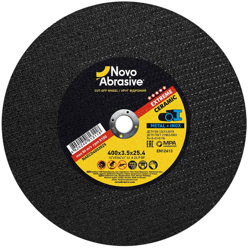 Cutting disc NovoAbrasive Extreme 41 400 x 3.5 x 25.4 mm, for metal