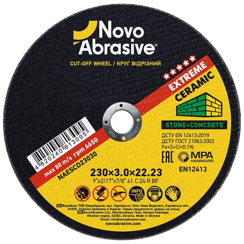 Disco de corte NovoAbrasive Extreme 41 230 x 3,0 x 22,23 mm, para piedra