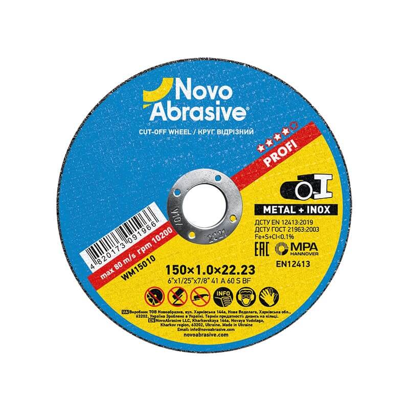 Disque à tronçonner NOVOABRASIVE 41 150 x 1,0 x 22,23 mm, pour métaux
