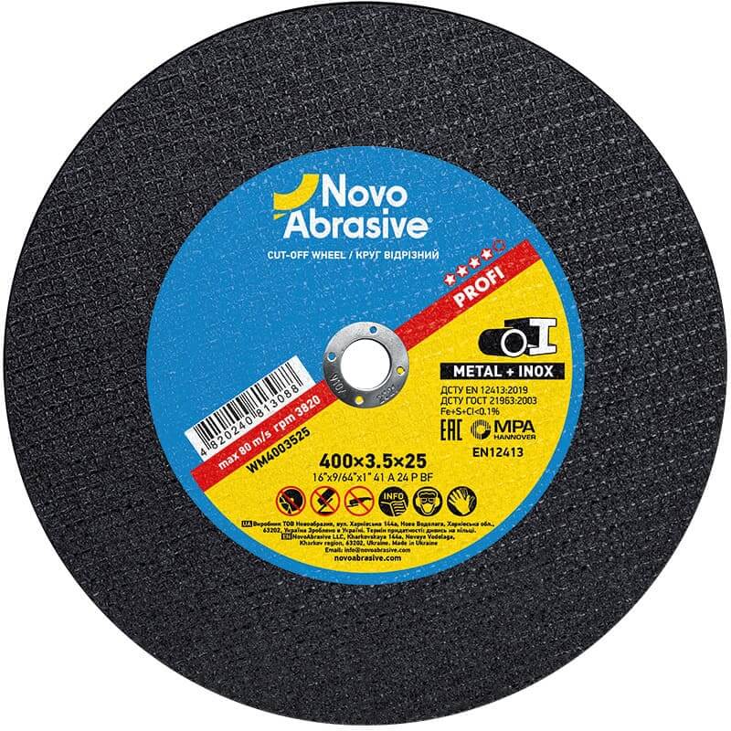 Tarcza tnąca NOVOABRASIVE 41 400 x 3,5 x 25,4 mm, do metalu