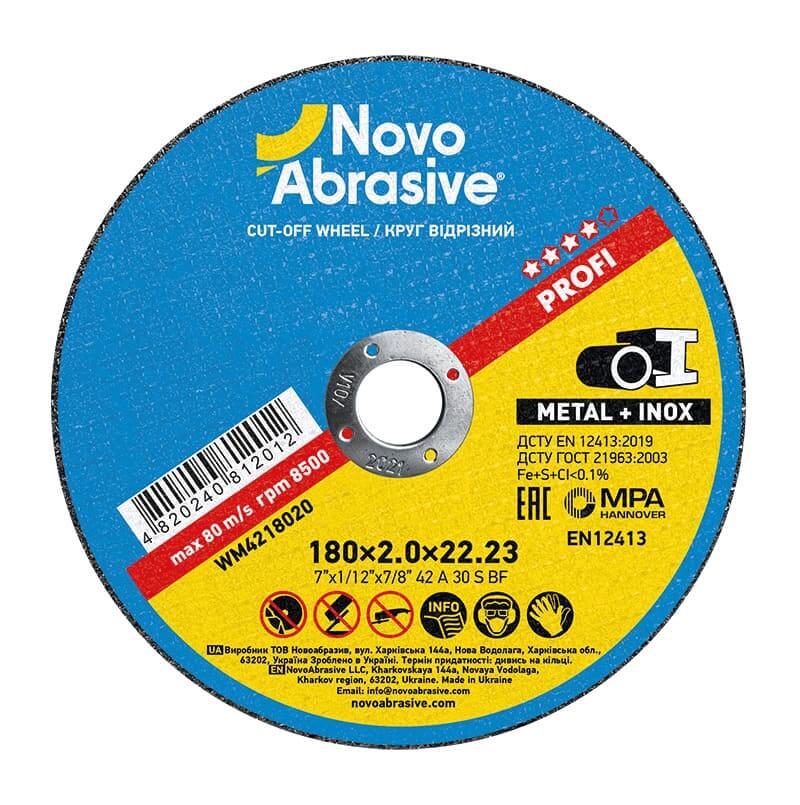 Disque à tronçonner NOVOABRASIVE 42 180 x 2,0 x 22,23 mm, pour métaux