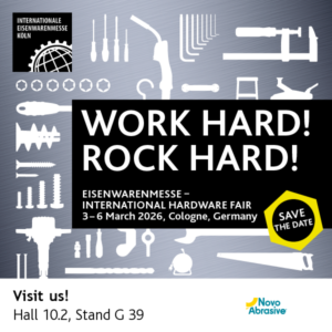 NovoAbrasive auf der EISENWARENMESSE 2026 in Köln – wir laden Sie herzlich an unseren Stand in Halle 10.2 | G039 5 ein. NovoAbrasive auf der EISENWARENMESSE 2026 in Köln – wir laden Sie herzlich an unseren Stand in Halle 10.2 | G039 ein.