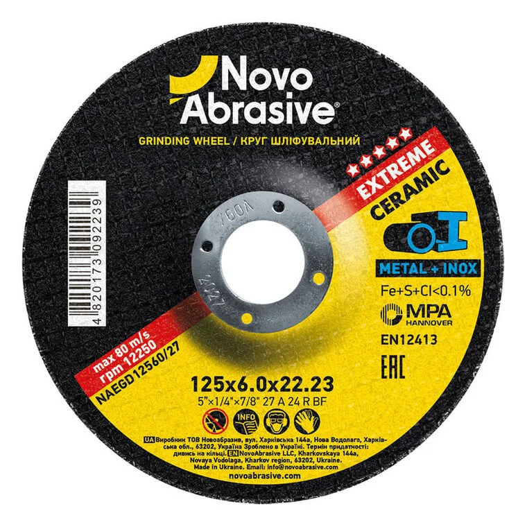 Začišťovací kotouč NovoAbrasive Extreme Ceramic 125×6,0×22,23 mm, typ 27