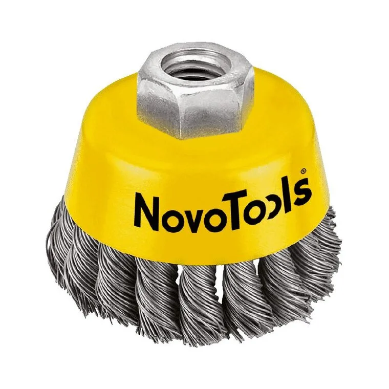 فرشاة NovoTools الكأسية 100 مم، سلك مجدول، قلاووظ M14